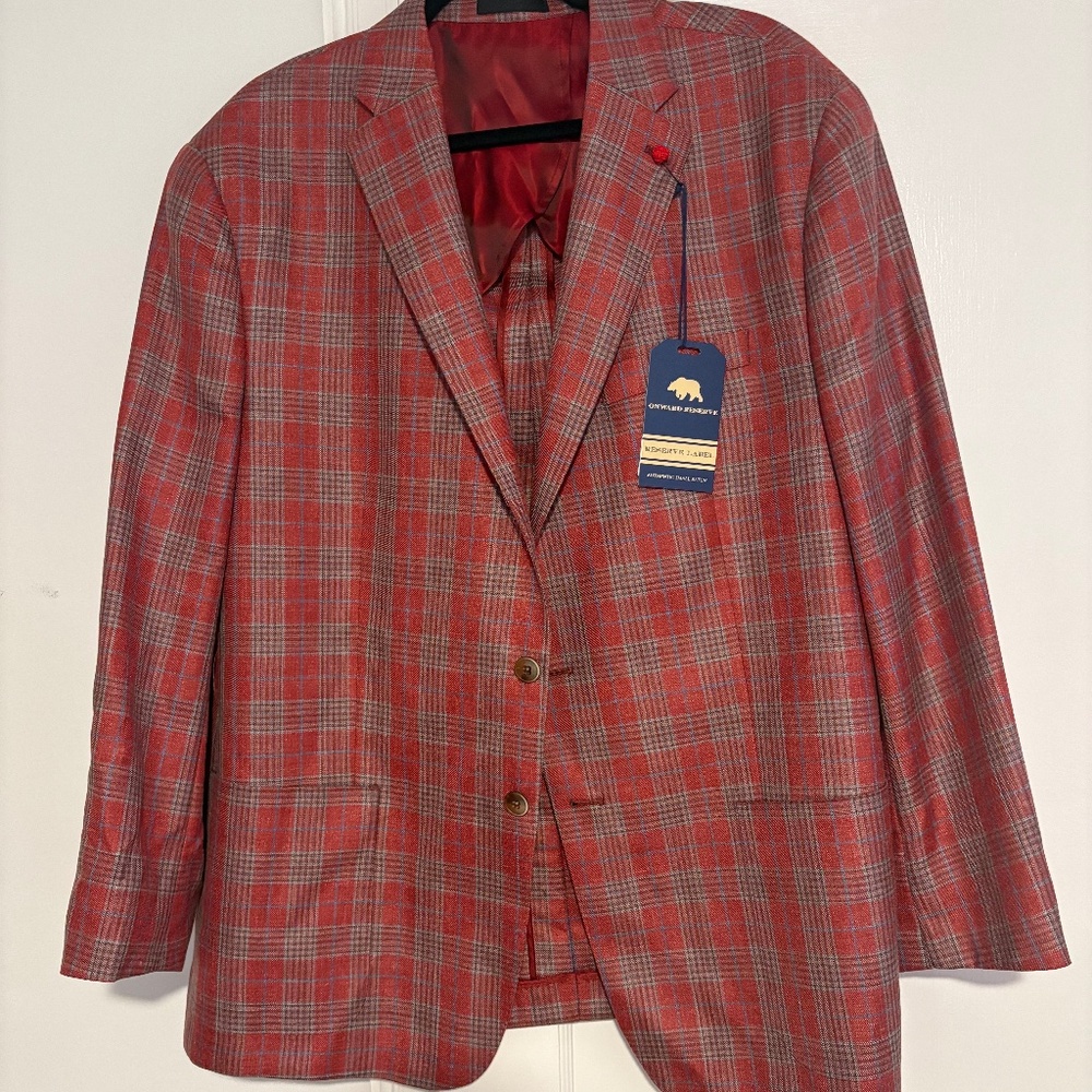 NWT Onward Reserve Di Pray Apple Plaid Sport Coat in Apple- 48R